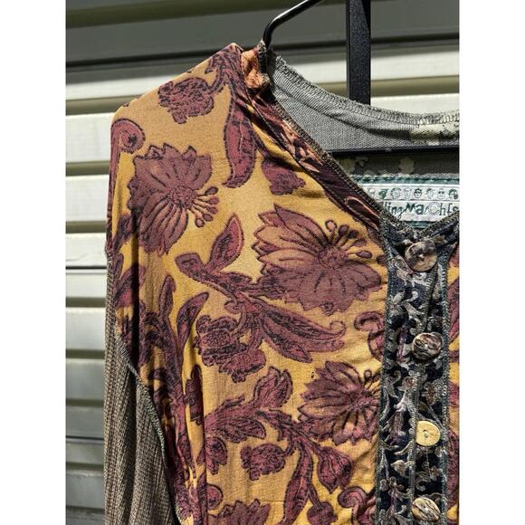 NOTHING MATCHES Size 1 - VTG Funky Patchwork  Shirt Top Long Sleeve Beautiful - Picture 3 of 7